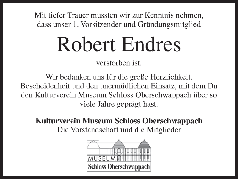  Traueranzeige für Robert Endres vom 22.07.2014 aus MGO