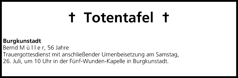  Traueranzeige für Totentafel vom 24.07.2014 vom 24.07.2014 aus MGO