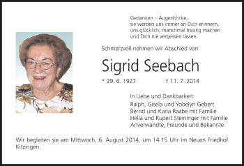 Anzeige von Sigrid Seebach von MGO