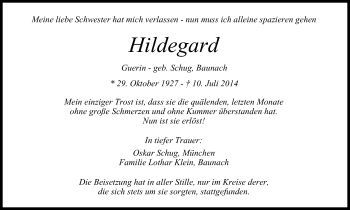Anzeige von Hildegard Guerin von MGO