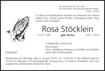 Anzeige von Rosa Stöcklein von MGO