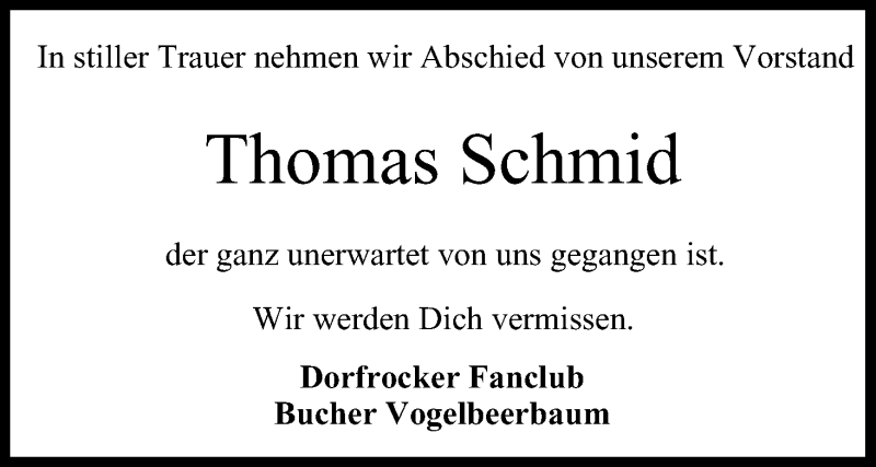  Traueranzeige für Thomas Schmid vom 05.08.2014 aus MGO