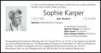 Anzeige von Sophie Karper von MGO