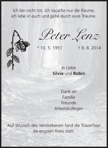 Anzeige von Peter Lenz von MGO