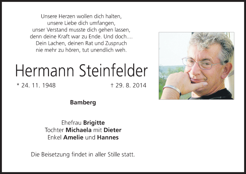  Traueranzeige für Hermann Steinfelder vom 06.09.2014 aus MGO