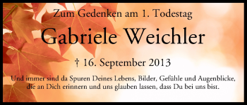 Anzeige von Gabriele Weichler von MGO