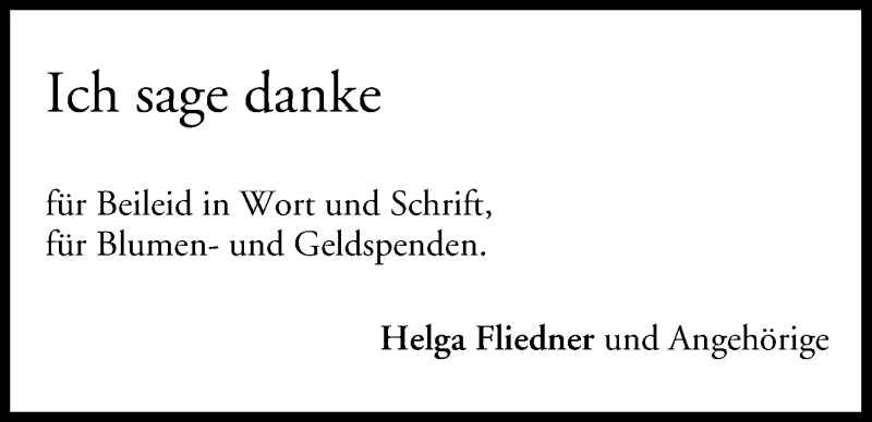  Traueranzeige für Danksagung  vom 16.09.2014 aus MGO