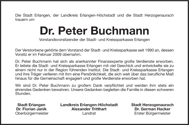  Traueranzeige für Peter Buchmann vom 20.09.2014 aus MGO