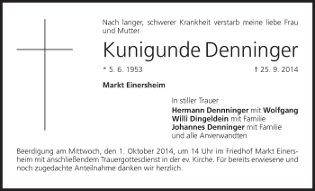 Anzeige von Kunigunde  Denninger von MGO