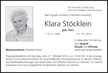 Anzeige von Klara Stöcklein von MGO