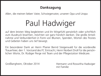 Anzeige von Paul Hadwiger von MGO