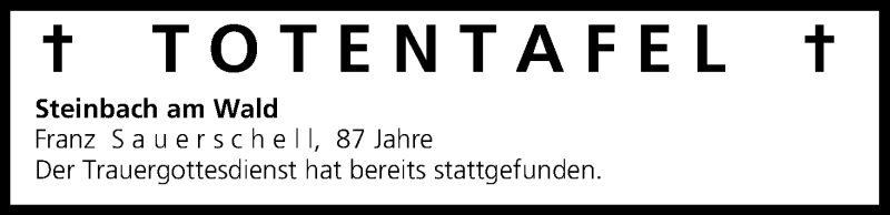  Traueranzeige für Totentafel, vom 25.10.2014 vom 25.10.2014 aus MGO