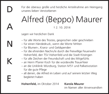 Anzeige von Alfred Maurer von MGO