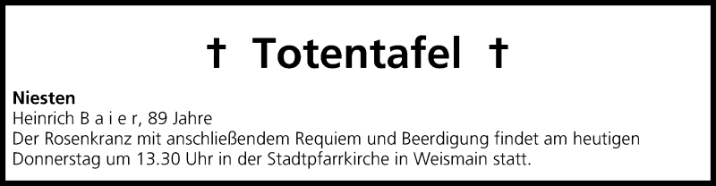  Traueranzeige für Totentafel vom 30.10.2014 vom 30.10.2014 aus MGO