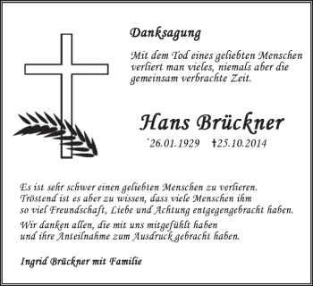 Anzeige von Hans Brückner von MGO