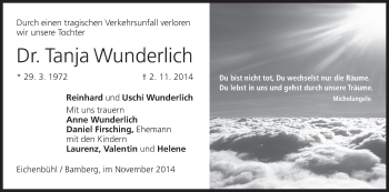 Anzeige von Dr. Tanja Wunderlich von MGO