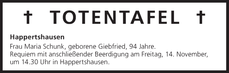  Traueranzeige für Totentafel, vom 14.11.2014 vom 14.11.2014 aus MGO