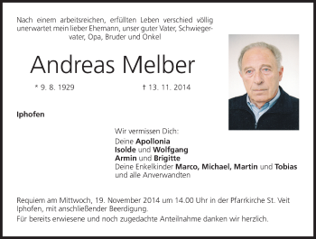 Anzeige von Andreas Melber von MGO