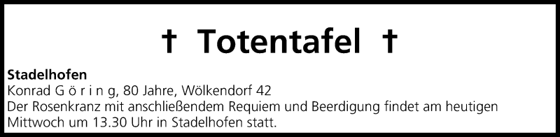  Traueranzeige für Totentafel vom 19.11.2014 vom 19.11.2014 aus MGO