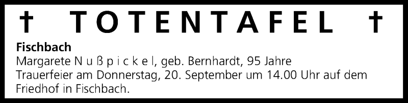  Traueranzeige für Totentafel vom 19.11.2014 vom 19.11.2014 aus MGO