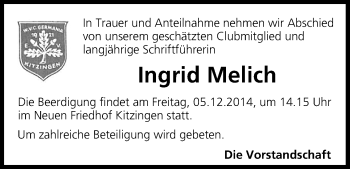 Anzeige von Ingrid Melich von MGO