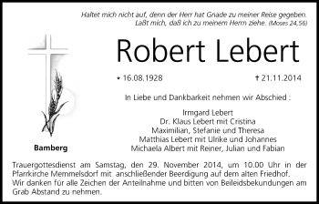 Anzeige von Robert Lebert von MGO