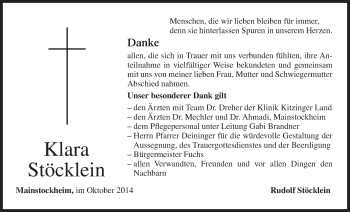 Anzeige von Klara Stöcklein von MGO