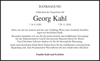 Anzeige von Georg Kahl von MGO