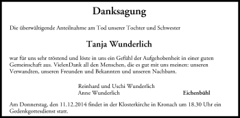 Anzeige von Dr. Tanja Wunderlich von MGO
