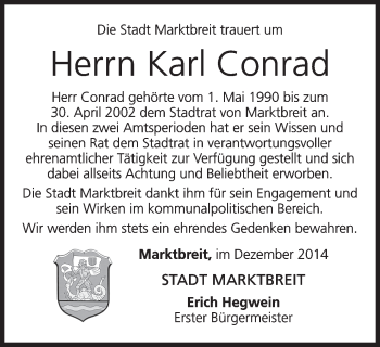 Anzeige von Karl Conrad von MGO