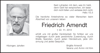 Anzeige von Friedrich Amendt von MGO