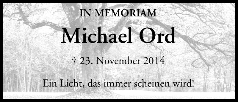  Traueranzeige für Michael Ord vom 13.12.2014 aus MGO