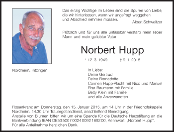Anzeige von Norbert Hupp von MGO