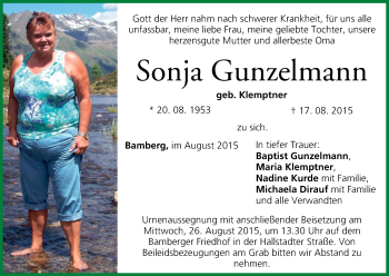 Anzeige von Sonja Gunzelmann von MGO