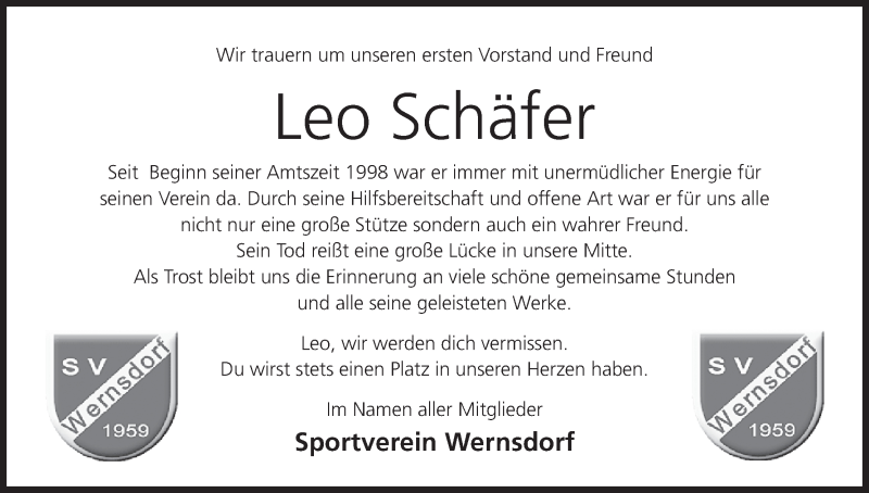  Traueranzeige für Leo Schäfer vom 05.02.2015 aus MGO