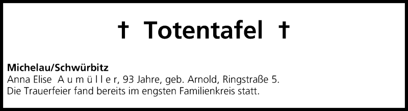  Traueranzeige für Totentafel vom 21.08.2015 vom 21.08.2015 aus MGO