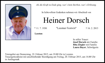Anzeige von Heiner Dorsch von MGO