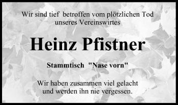 Anzeige von Heinz Pfistner von MGO