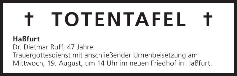  Traueranzeige für Totentafel vom 15.08.2015 vom 15.08.2015 aus MGO