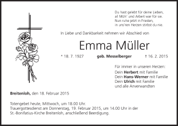 Anzeige von Emma Müller von MGO