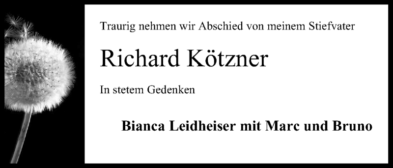  Traueranzeige für Richard Kötzner vom 28.02.2015 aus MGO