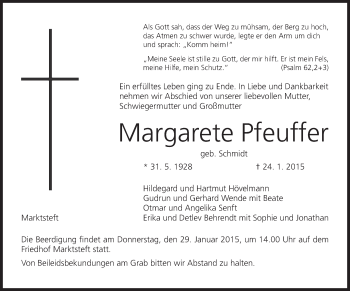 Anzeige von Margarete Pfeuffer von MGO