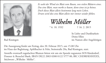 Anzeige von Wilhelm Möller von MGO