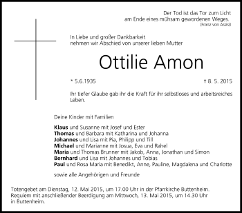 Anzeige von Ottilie Amon von MGO