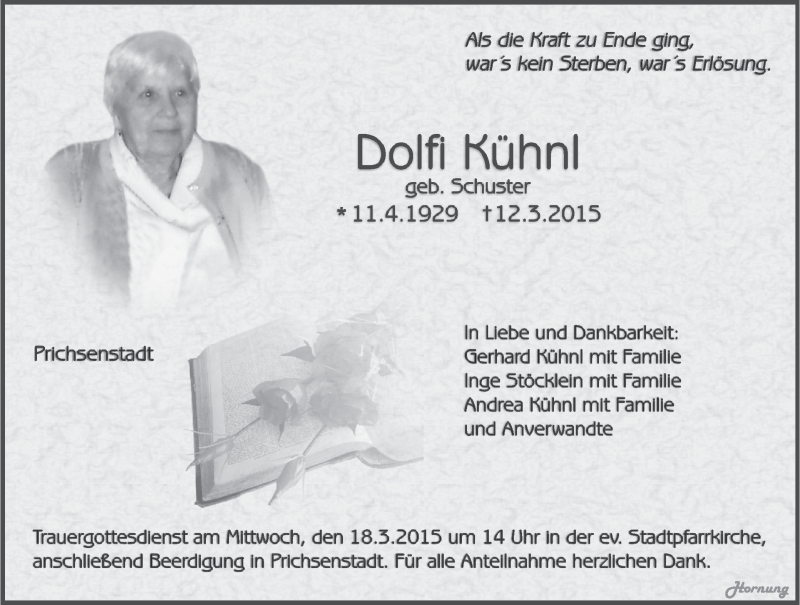  Traueranzeige für Dolfi Kühnl vom 16.03.2015 aus MGO
