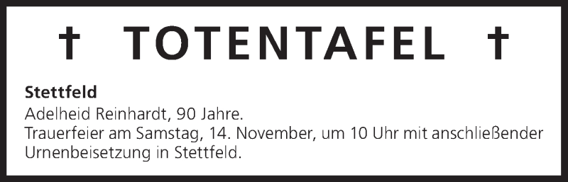  Traueranzeige für Totentafel vom 14.11.2015 vom 14.11.2015 aus MGO