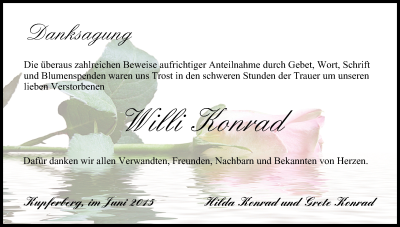  Traueranzeige für Willi Konrad vom 27.06.2015 aus MGO