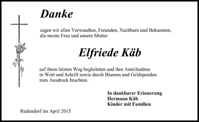  Traueranzeige für Elfriede Käb vom 04.04.2015 aus MGO