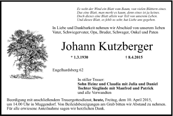 Anzeige von Johann Kutzberger von MGO