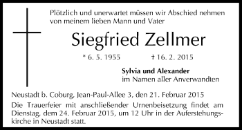Anzeige von Siegfried Zellmer von MGO